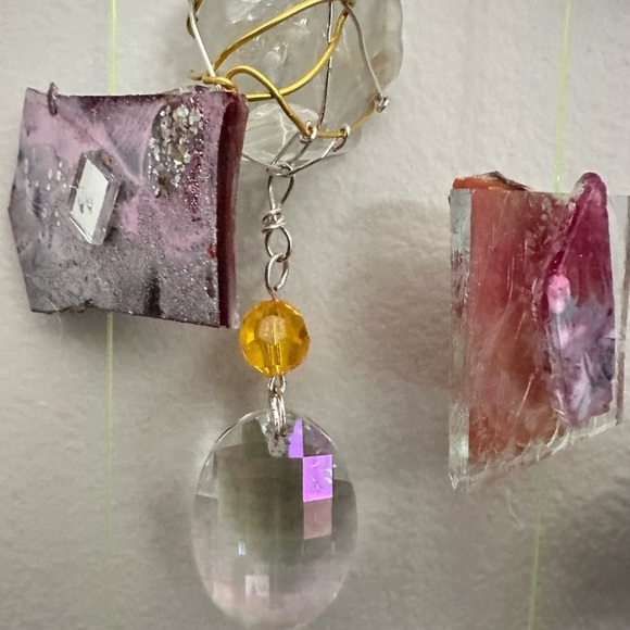 OOAK Assemblage Art Sculpture Hanging Decor Resin Handmade Mosaic Indoor/Outdoor - Picture 4 of 16